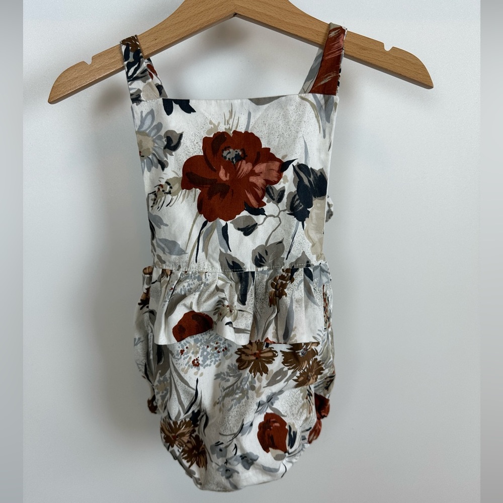 Handmade Baby Sunsuit Romper Floral Adjustable Tieback Aesthetic‎